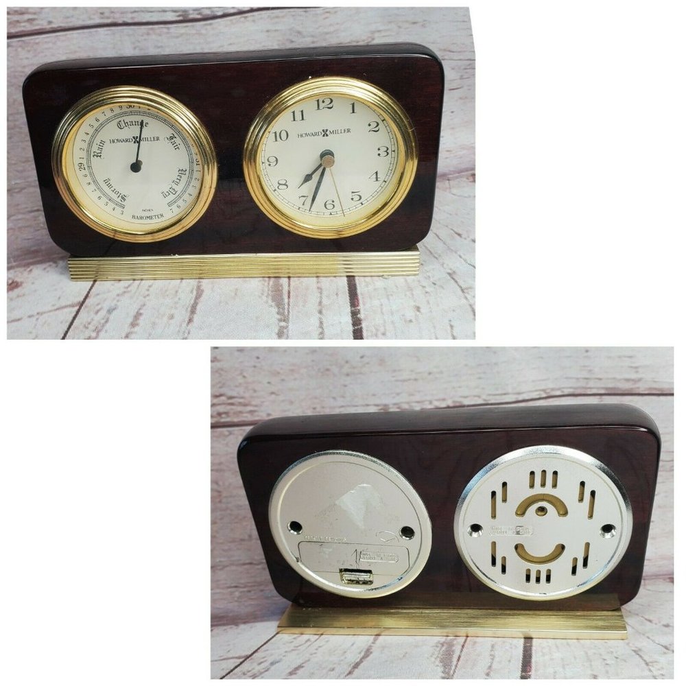 Howard Miller Dark Brown Barometer And Clock Model # 645-225 Serial # 198886